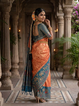 MIMOSA Peach Kanjivaram Art Silk Saree — pose 7 styling detail