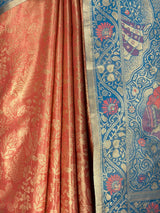 MIMOSA Peach Kanjivaram Art Silk Saree — fleets shot full lifestyle
