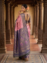 MIMOSA Pink Kanjivaram Art Silk Saree — pose 7 styling detail