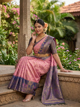 MIMOSA Pink Kanjivaram Art Silk Saree — pose 8 styling detail