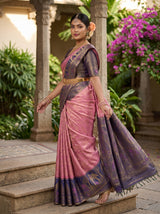 MIMOSA Pink Kanjivaram Art Silk Saree — pose 9 styling detail