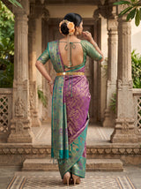 MIMOSA Purple Kanjivaram Art Silk Saree — pose 2 styling detail