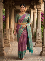 MIMOSA Purple Kanjivaram Art Silk Saree — pose 6 styling detail