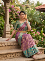 MIMOSA Purple Kanjivaram Art Silk Saree — pose 8 styling detail