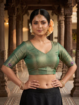 MIMOSA Purple Kanjivaram Art Silk Saree — blouse close-up
