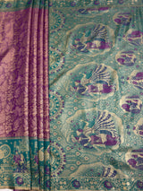 MIMOSA Purple Kanjivaram Art Silk Saree — pallu and zari work detail