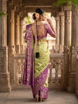MIMOSA Pista Kanjivaram Art Silk Saree — pose 2 styling detail