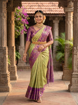 MIMOSA Pista Kanjivaram Art Silk Saree — pose 6 styling detail