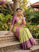 MIMOSA Pista Kanjivaram Art Silk Saree — pose 8 styling detail