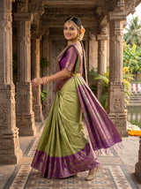 MIMOSA Pista Kanjivaram Art Silk Saree — pose 9 styling detail