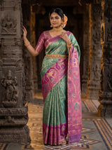 MIMOSA Rama Kanjivaram Art Silk Saree — pose 5 styling detail