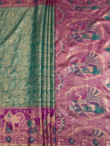 MIMOSA Rama Kanjivaram Art Silk Saree — pallu and zari work detail