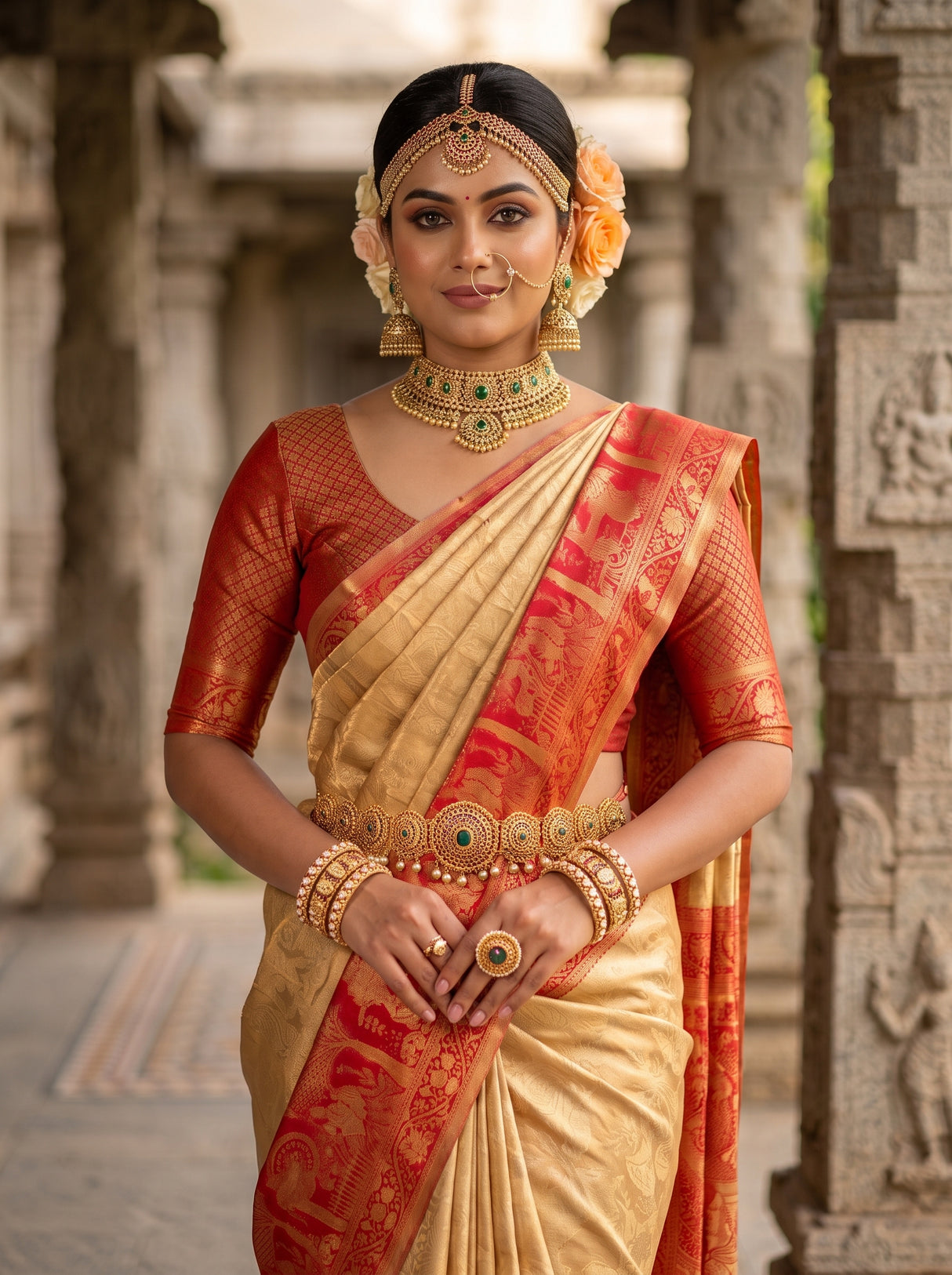 MIMOSA Tussar Kanjivaram Art Silk Saree — pose 10 styling detail