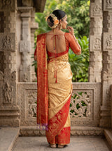 MIMOSA Tussar Kanjivaram Art Silk Saree — pose 2 styling detail
