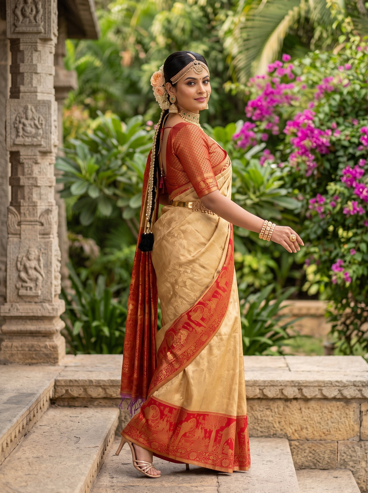 MIMOSA Tussar Kanjivaram Art Silk Saree — pose 9 styling detail