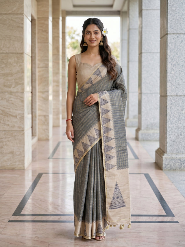 Grey  Saree