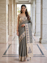 MIMOSA Grey Saree Saree — pose 10 styling detail