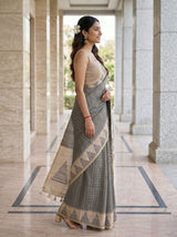 MIMOSA Grey Saree Saree — pose 3 styling detail
