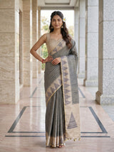 MIMOSA Grey Saree Saree — pose 4 styling detail