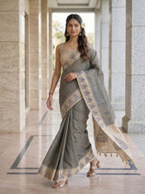 MIMOSA Grey Saree Saree — pose 6 styling detail