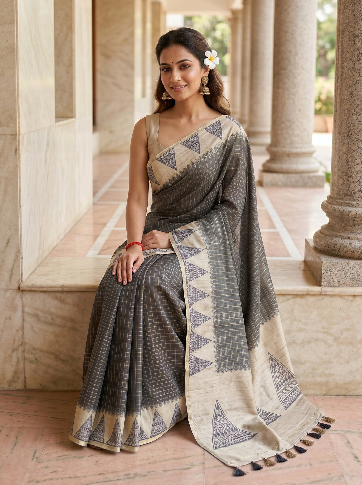 MIMOSA Grey Saree Saree — pose 8 styling detail