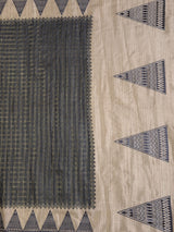 MIMOSA Grey Saree Saree — pallu and zari work detail