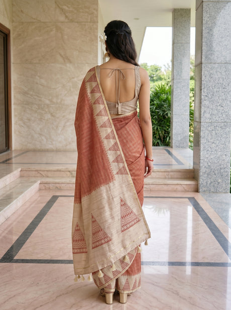 MIMOSA Maroon Saree Saree — pose 2 styling detail