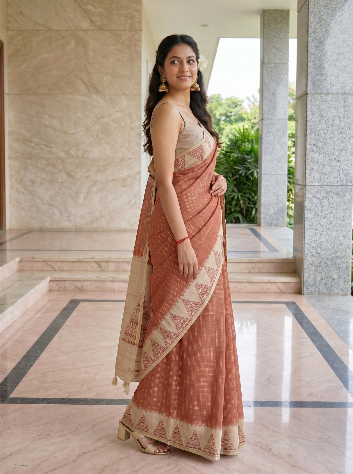 MIMOSA Maroon Saree Saree — pose 5 styling detail