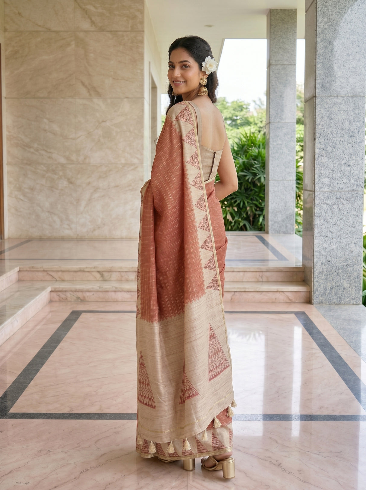 MIMOSA Maroon Saree Saree — pose 7 styling detail