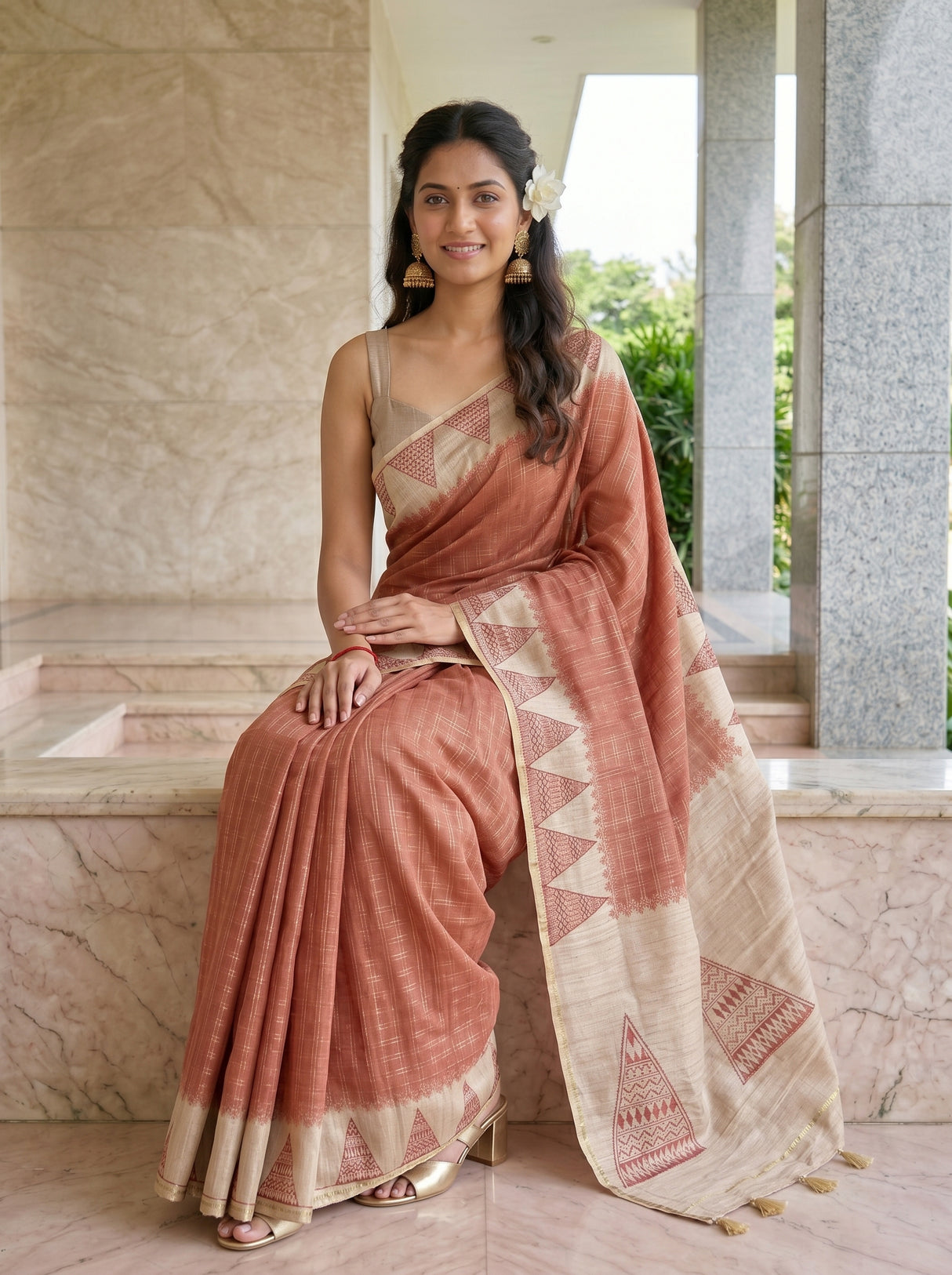 MIMOSA Maroon Saree Saree — pose 8 styling detail