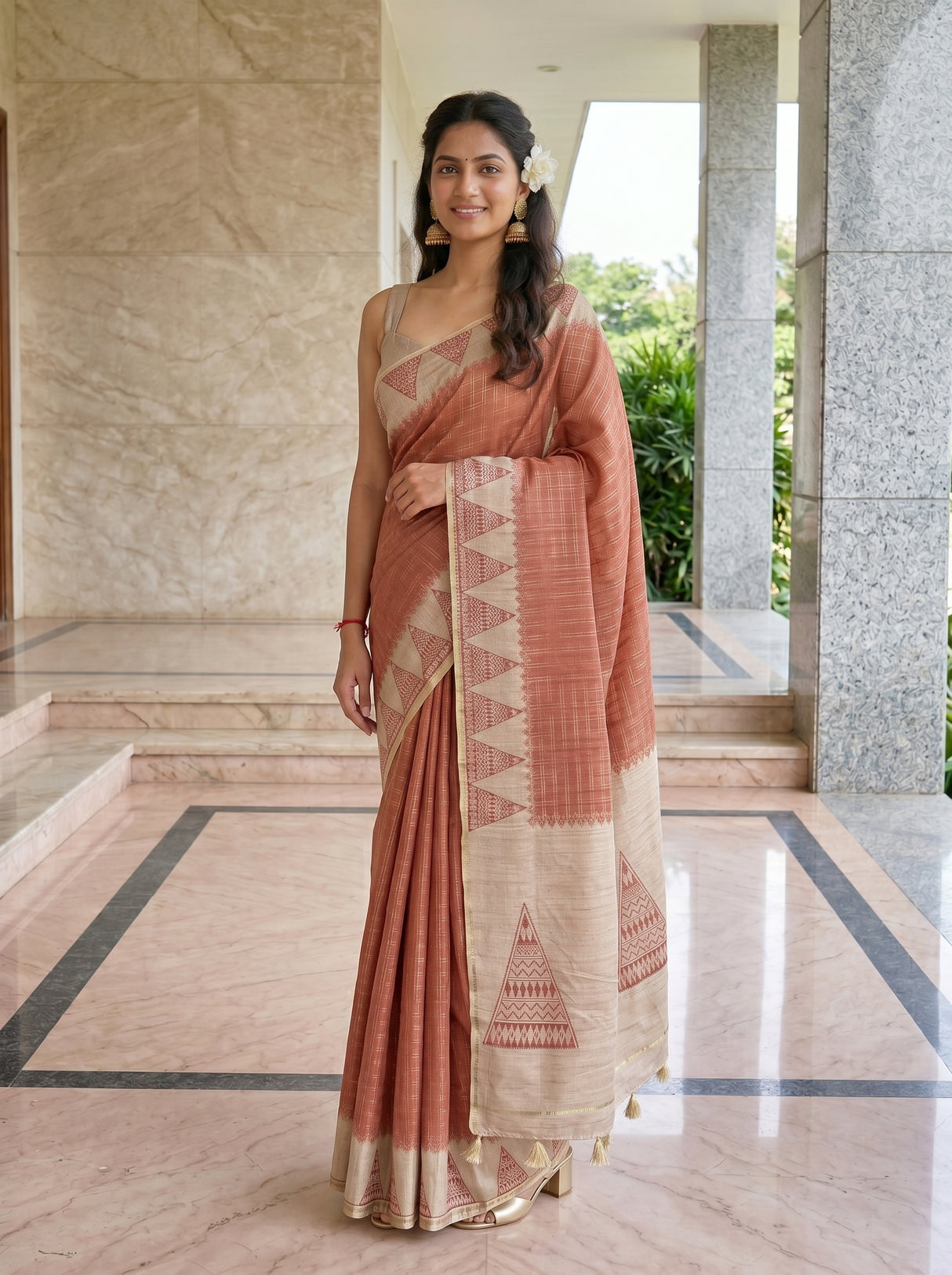 MIMOSA Maroon Saree Saree — pose 9 styling detail