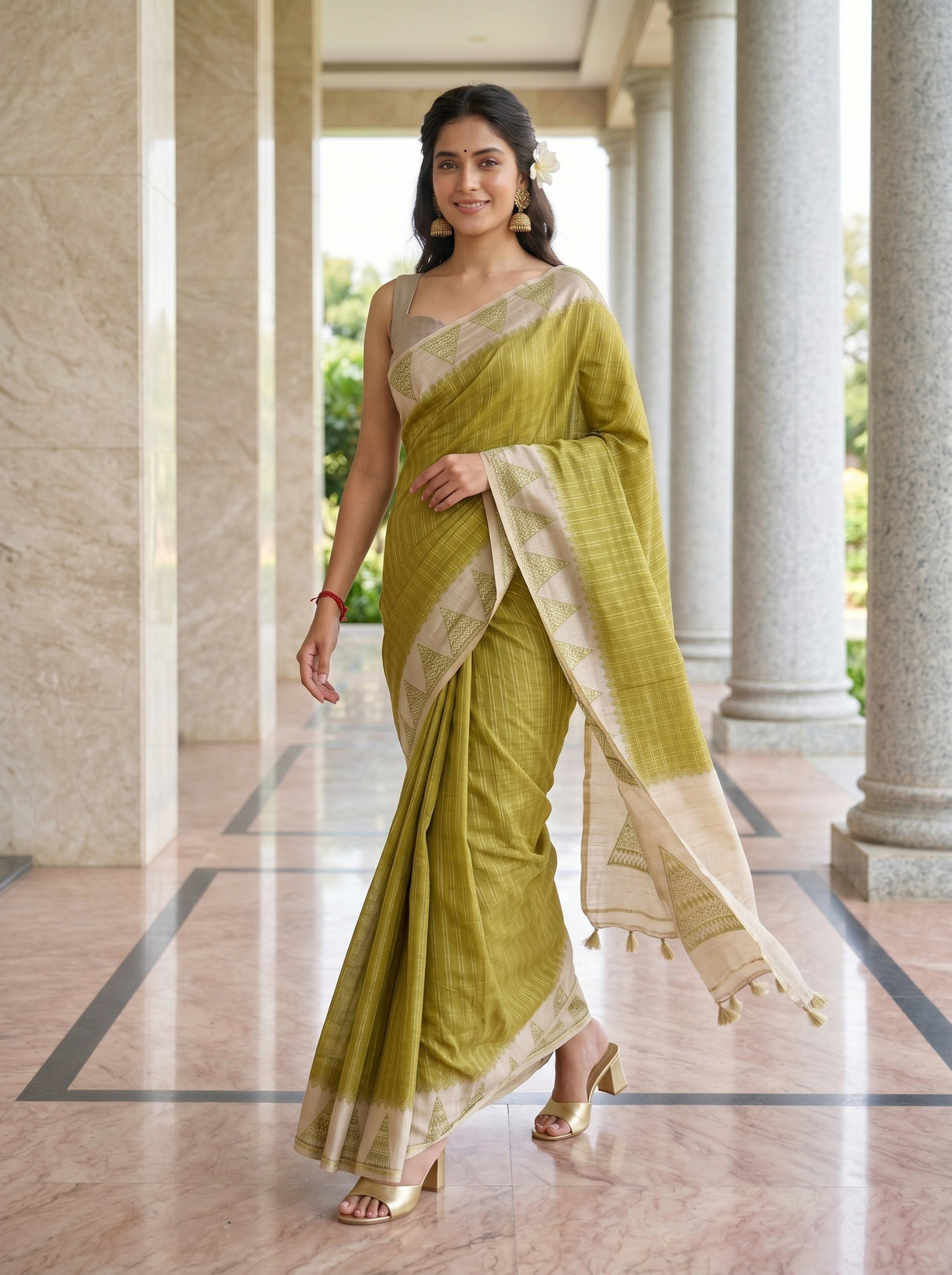 MIMOSA Olive Saree Saree — pose 6 styling detail