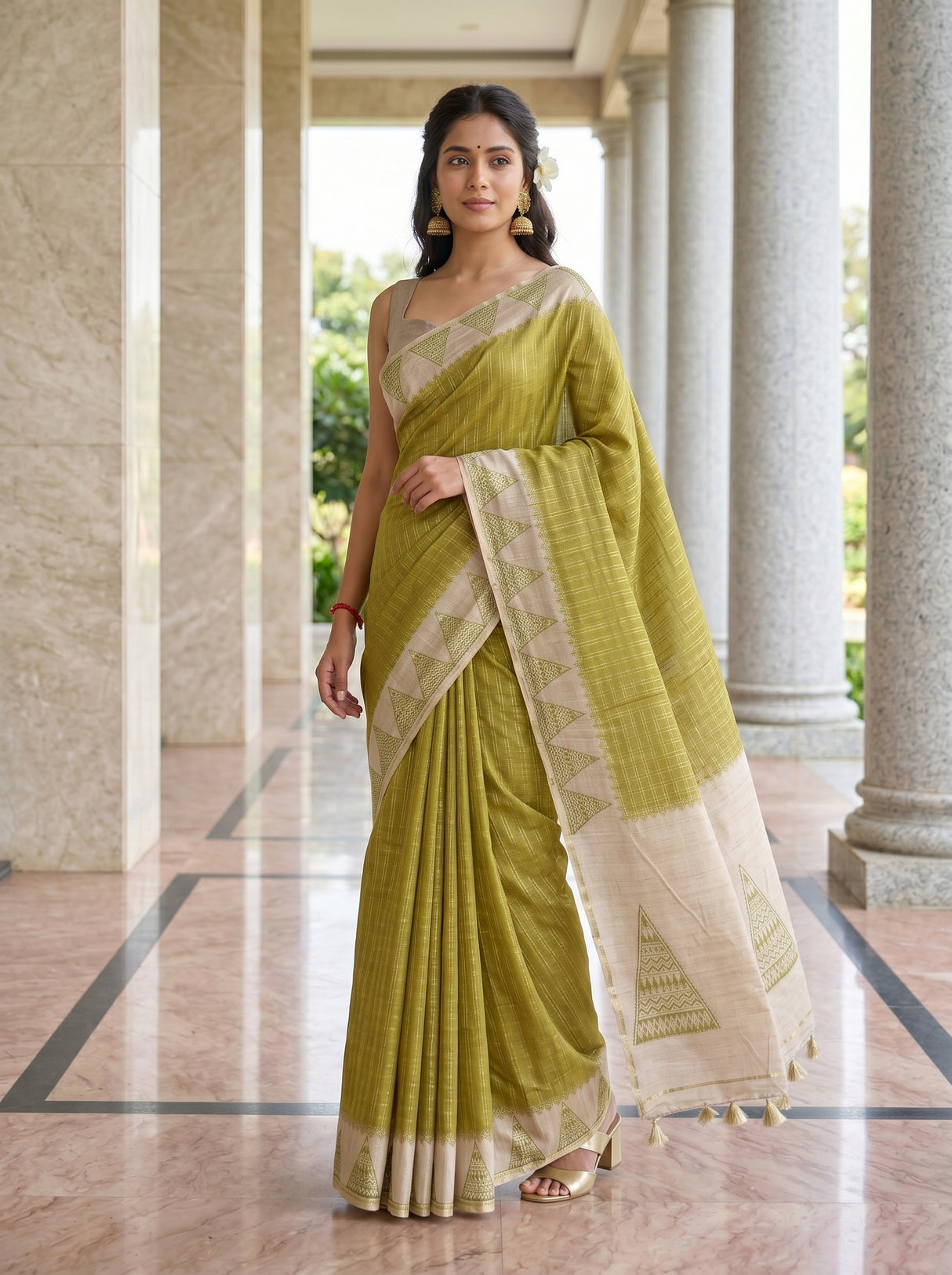 MIMOSA Olive Saree Saree — pose 9 styling detail
