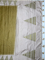 MIMOSA Olive Saree Saree — pallu and zari work detail