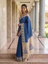 MIMOSA Royal Blue Saree Saree — pose 10 styling detail