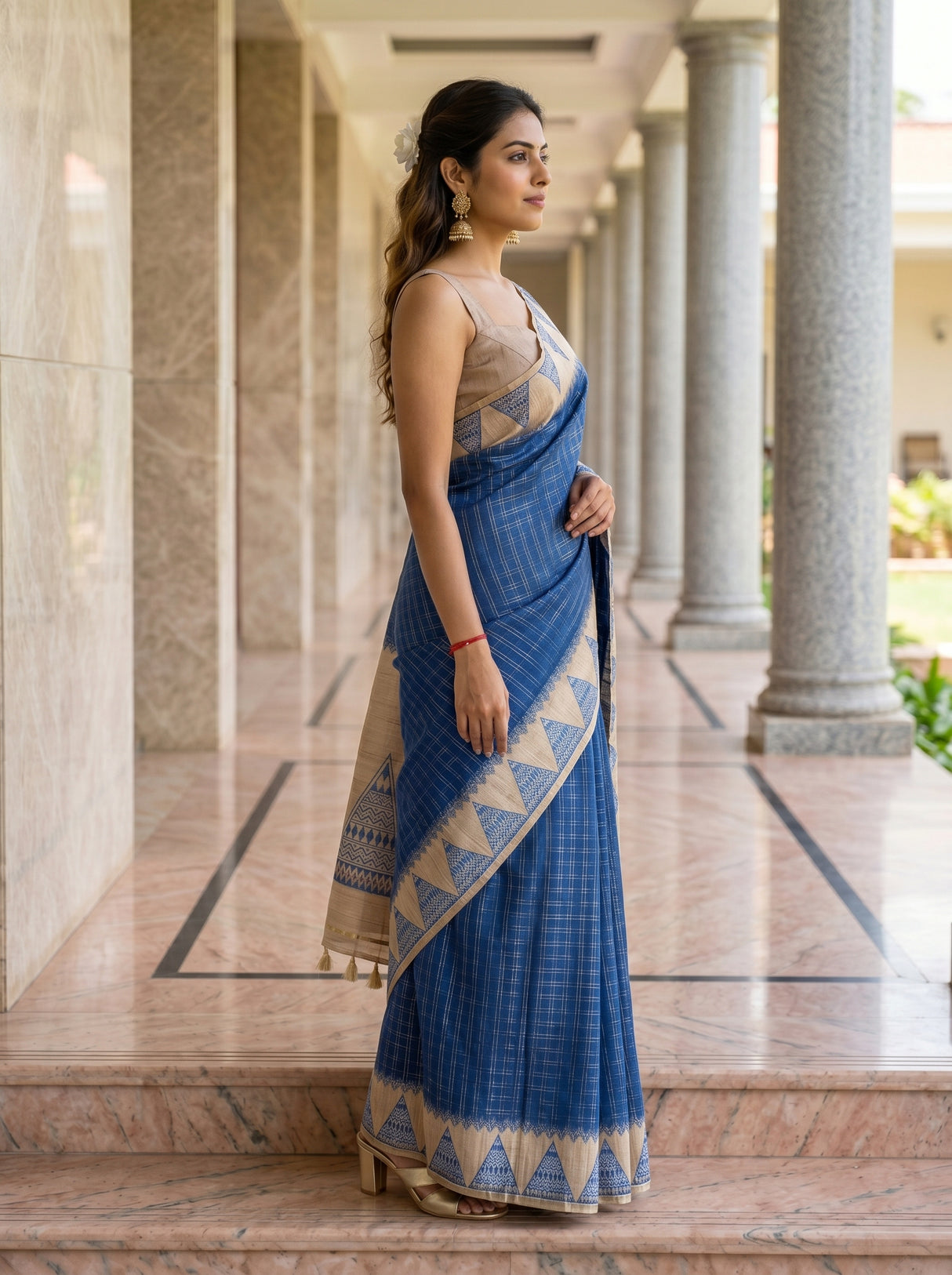 MIMOSA Royal Blue Saree Saree — pose 3 styling detail