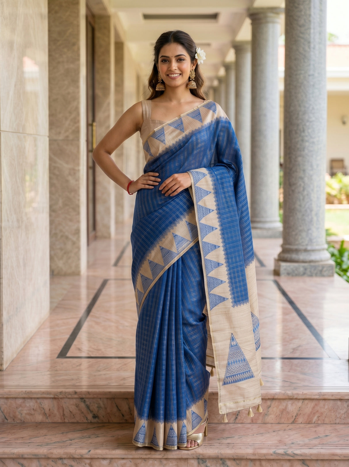MIMOSA Royal Blue Saree Saree — pose 4 styling detail