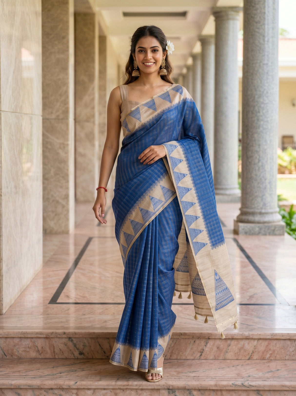 MIMOSA Royal Blue Saree Saree — pose 6 styling detail