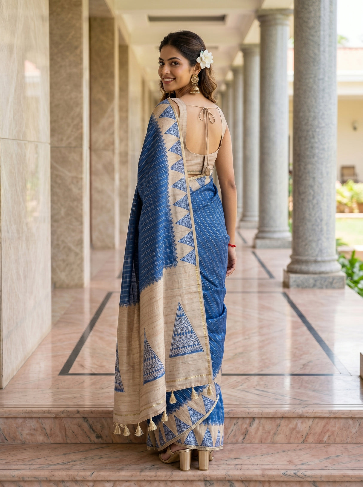 MIMOSA Royal Blue Saree Saree — pose 7 styling detail