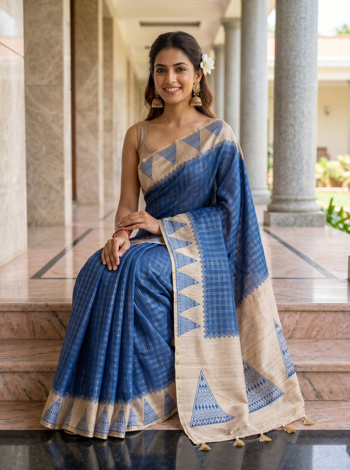 MIMOSA Royal Blue Saree Saree — pose 8 styling detail