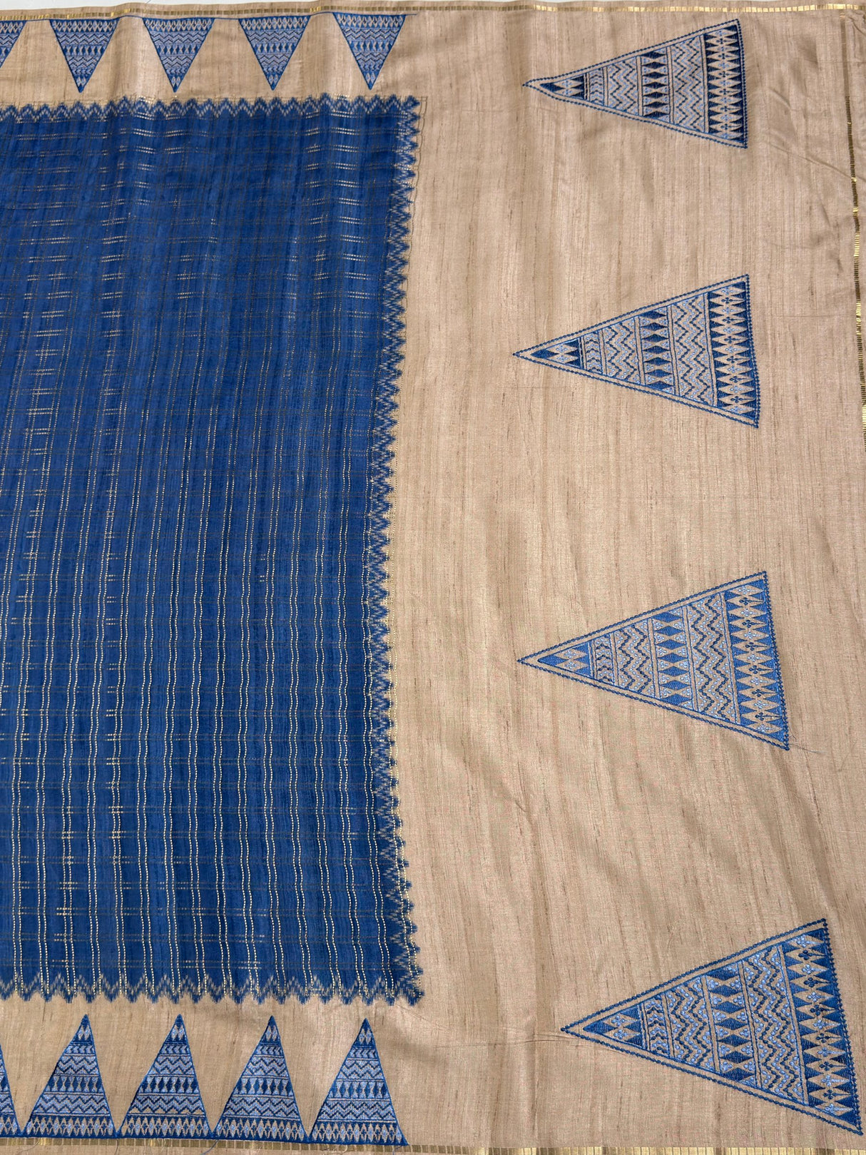 MIMOSA Royal Blue Saree Saree — pallu and zari work detail