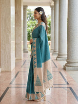 MIMOSA Sapphire Saree Saree — pose 3 styling detail