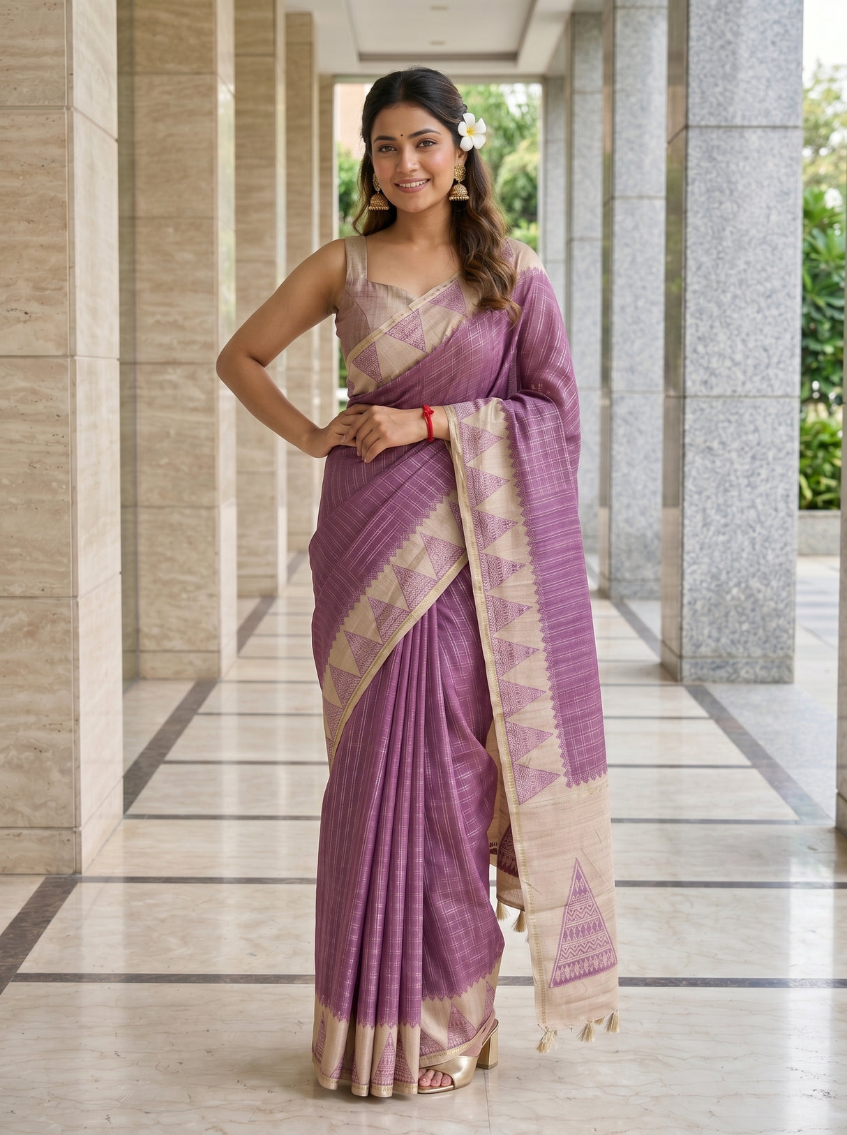 MIMOSA Wine Saree Saree — pose 4 styling detail