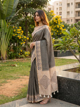 MIMOSA Grey Saree Saree — pose 3 styling detail