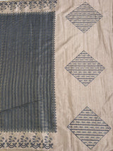 MIMOSA Grey Saree Saree — pallu and zari work detail