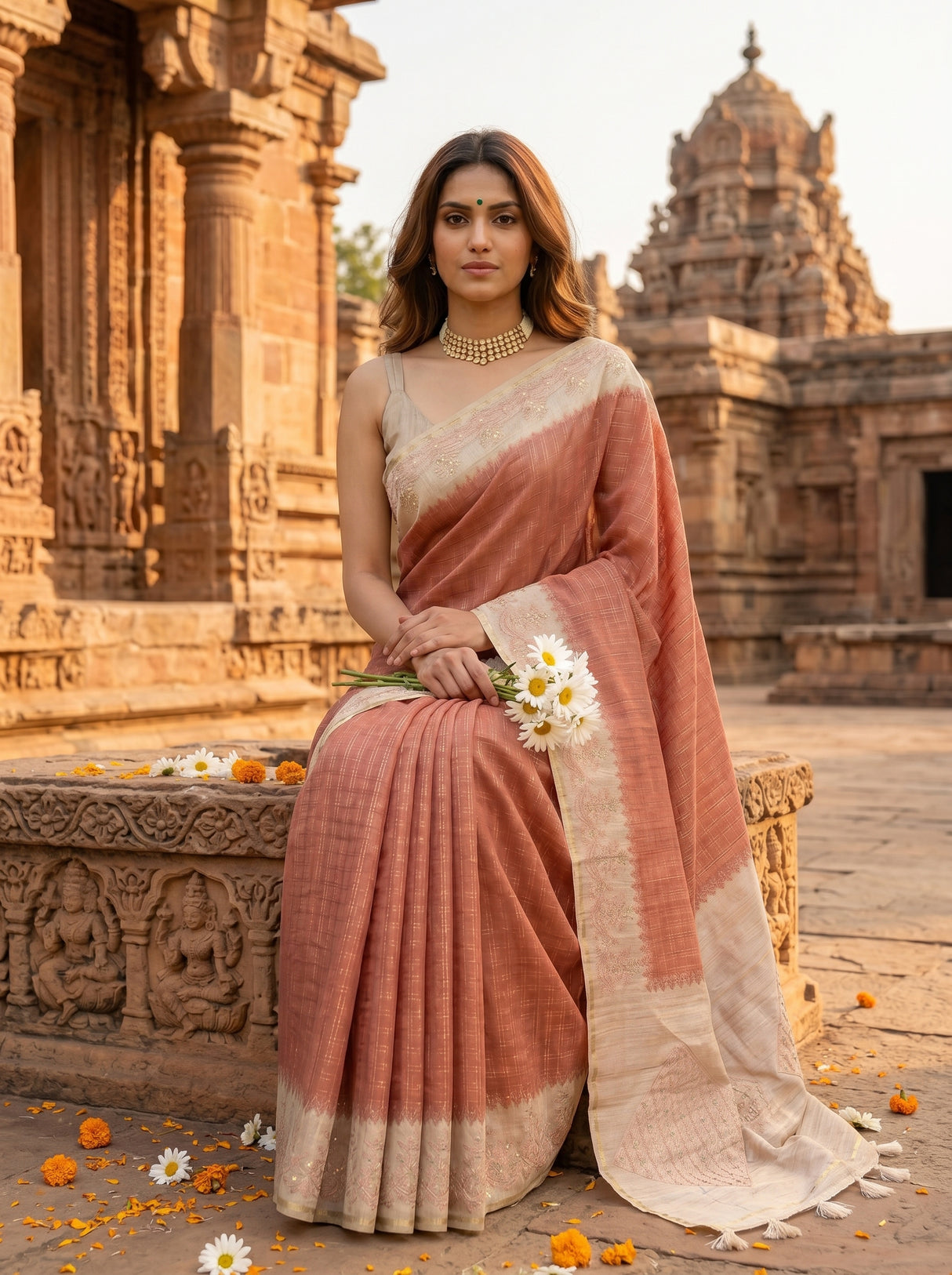 MIMOSA Maroon Saree Saree — pose 8 styling detail