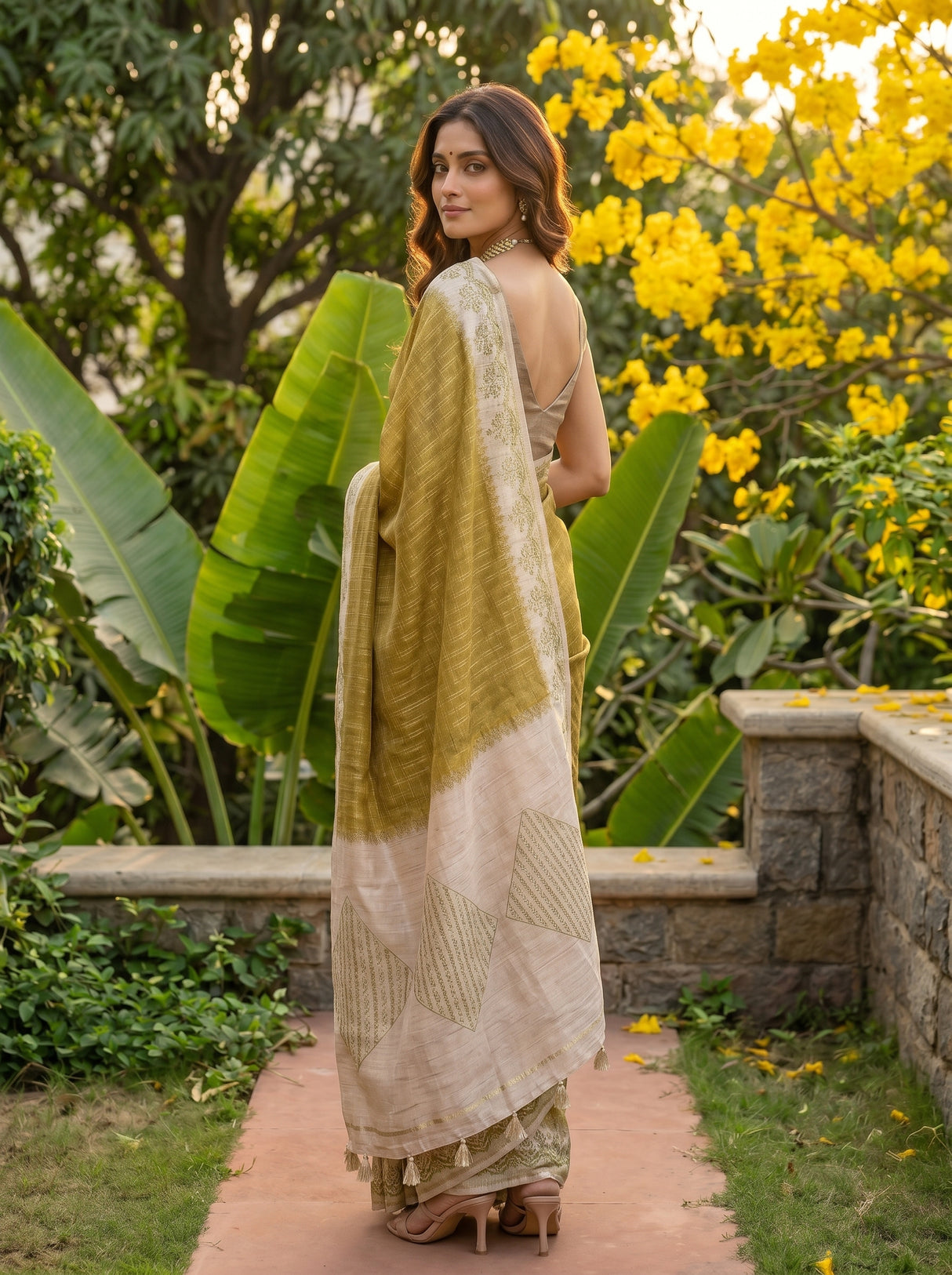 MIMOSA Olive Saree Saree — pose 7 styling detail