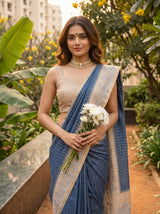 MIMOSA Royal Blue Saree Saree — pose 10 styling detail