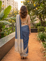 MIMOSA Royal Blue Saree Saree — pose 2 styling detail