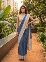 MIMOSA Royal Blue Saree Saree — pose 4 styling detail